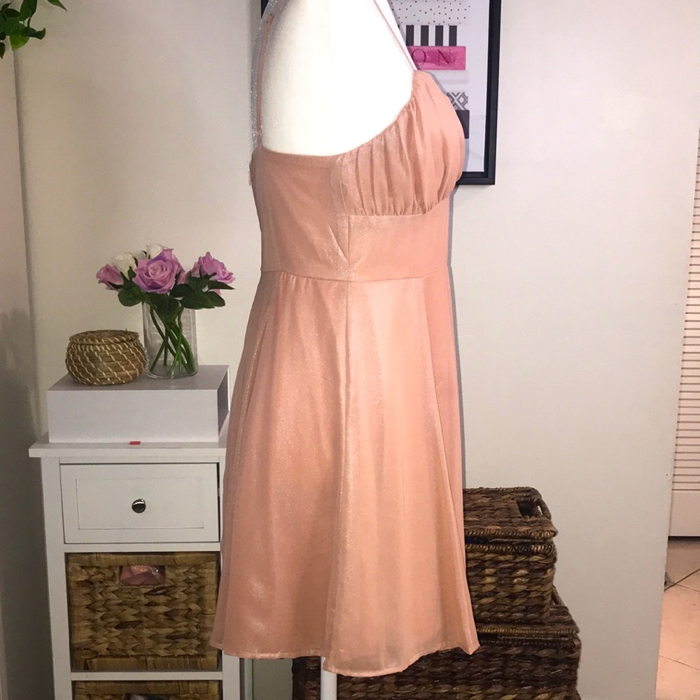 NWT Lulu’s Blush Metallic Bustier Mini Skater Dress / Medium - Picture 14 of 16